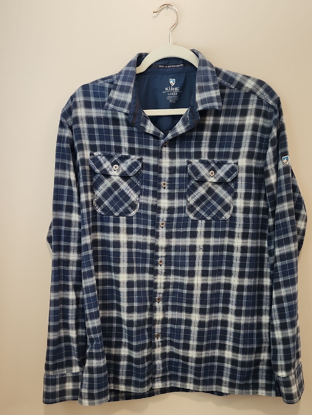 Kuhl Flannel Shirt Men's Plaid Metal Buttons Outdoors Hiking size Large